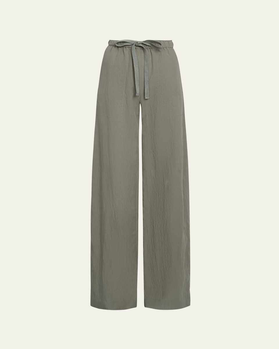 Mid-Rise Wide-Leg Utility Drawstring Pants